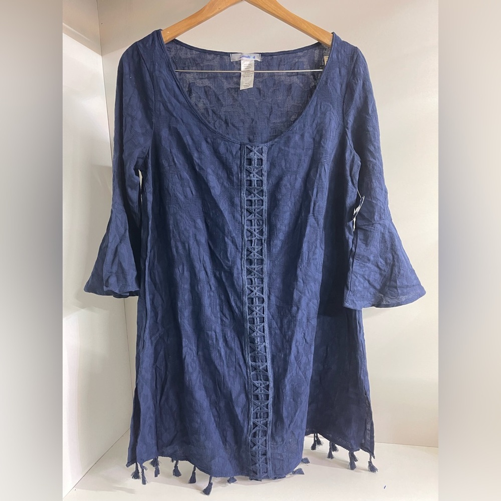 Swimsuits For All Deep Blue Coverup with Fringe